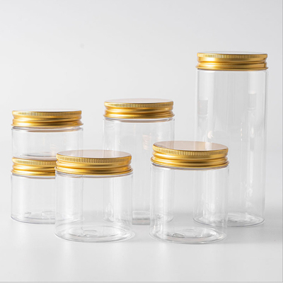 Contenedores de frascos de plástico personalizados con tapas de aluminio para almacenamiento de alimentos
