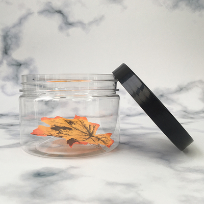 Contenedores de frascos de plástico transparentes personalizables con tapas de aluminio para una capacidad de 2-8 oz