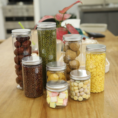 Promoción de tiempo limitado Jarras de plástico con tapas para alimentos Jarras de plástico con especias Jarras de plástico PET con stock
