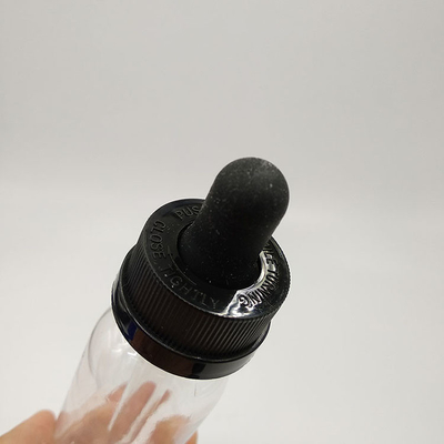 Logotipo personalizado Impreso Botellas de gotero de plástico transparente lisa / frascos de gotero de plástico para líquido
