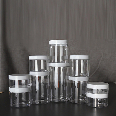 Jarrones de plástico de belleza / soportes de plástico cosmético personalizados en varias capacidades de 10 a 150 ml