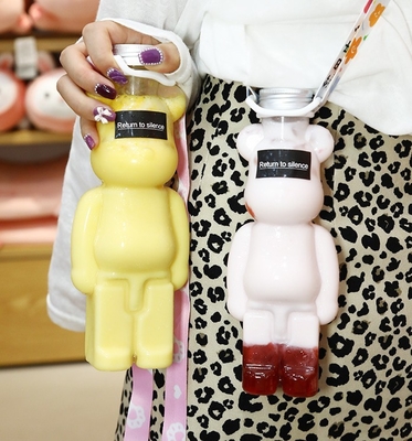 Botellas de té de burbujas reutilizables redondas de doble pared cuadrada con mango