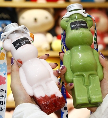 Botellas de té de burbujas reutilizables redondas de doble pared cuadrada con mango