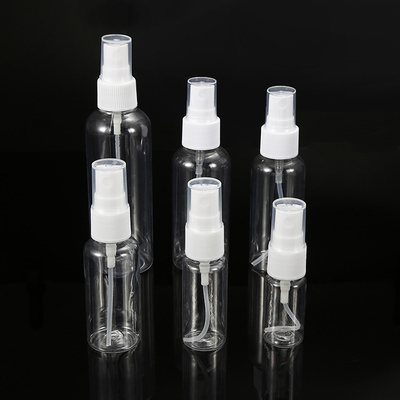 Botella de pulverización personalizada transparente de 100 ml PET con tapa de PP