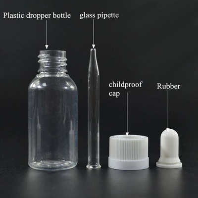 Botella de goteador de líquido transparente personalizada / botella de líquido con color de impresión