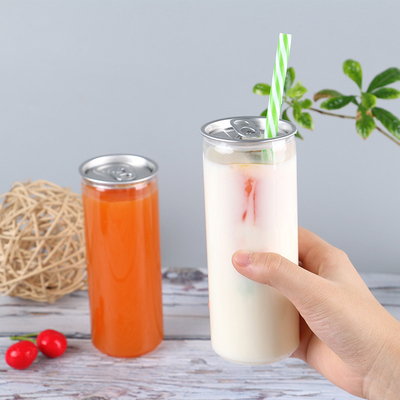 Botellas de té de leche de aislamiento de plástico transparente personalizables con tornillo en la tapa