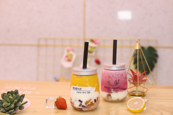 Botellas de té de leche con tapa atornillada para envases transparentes de jugo a granel