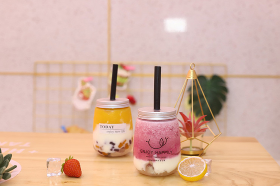 Botellas de té de leche con tapa atornillada para envases transparentes de jugo a granel