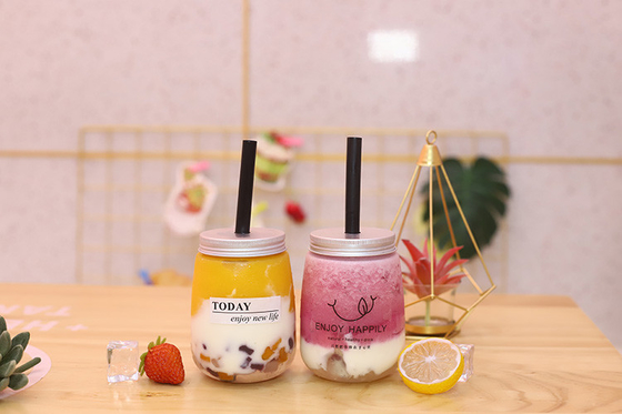 Botellas de té de leche con tapa atornillada para envases transparentes de jugo a granel