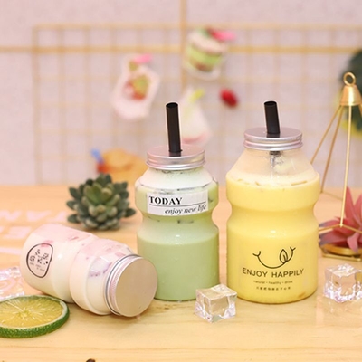 Botellas de té de leche medianas con tornillo en la tapa personalizables y de tamaño medio