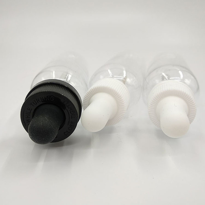 Botellas de dispensador de goteadores personalizados negros transparentes con goteador de tipo tapa