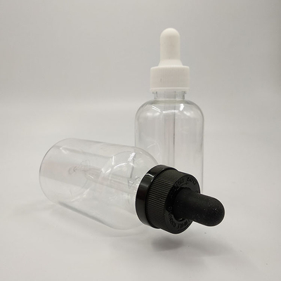 Botellas de goteo de plástico transparentes y negras personalizadas para sellar tipo tapa de tornillo