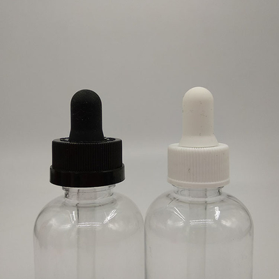 Botellas de goteo de plástico transparentes y negras personalizadas para sellar tipo tapa de tornillo
