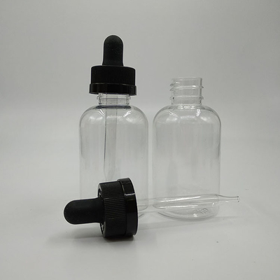Botellas de goteo de plástico transparentes y negras personalizadas para sellar tipo tapa de tornillo