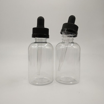 Botellas de goteo de plástico transparentes y negras personalizadas para sellar tipo tapa de tornillo