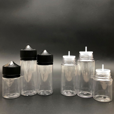 Botella de líquido redonda transparente de 100 ml con tapa de tornillo a prueba de niños e impresión de pantalla personalizada