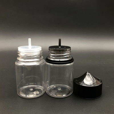 Botella de líquido redonda transparente de 100 ml con tapa de tornillo a prueba de niños e impresión de pantalla personalizada
