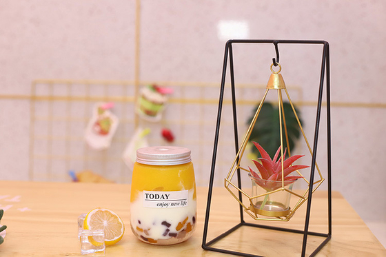 Botellas de té de leche de 350 ml de capacidad, claras, elegantes para negocios.