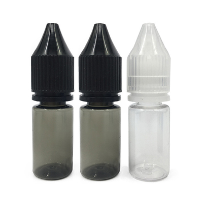 Botella de líquido de 18 mm de tamaño de cuello redonda E con material transparente y tapa a prueba de niños