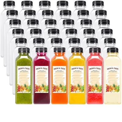 Botellas redondas de jugo de plástico con tapa Botellas de embalaje para jugo de mascotas Botellas de jugo de plástico