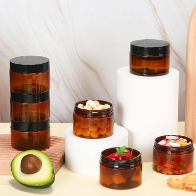 Muestras gratuitas de frascos de plástico para gel, frascos de belleza de PET reciclado, frascos de agua de PET con tapas en stock
