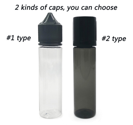 Botella de 60 ml de líquido transparente E de forma redonda para el embalaje de jugo de vape
