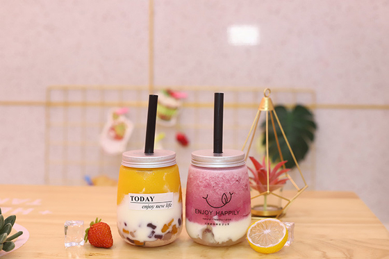 Botellas de té de leche transparentes a prueba de fugas con mango Mantenga la bebida segura y sin problemas