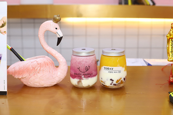 Botellas de té de leche transparentes a prueba de fugas con mango Mantenga la bebida segura y sin problemas