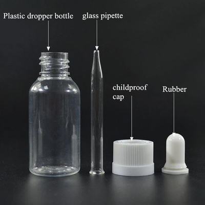Botellas de gotero de vidrio de plástico con tapa de tornillo a prueba de fugas para dispensar líquidos con precisión