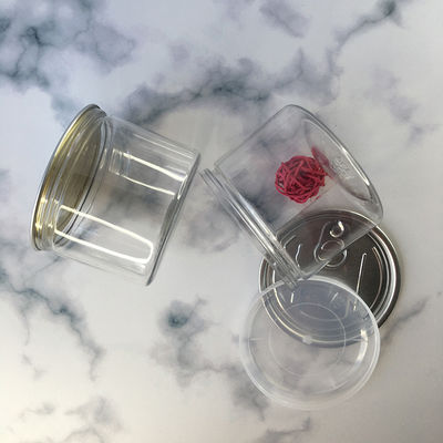 Tarros de plástico para mascotas competitivos con tapa de fácil apertura, lata emergente, desechables, de calidad alimentaria y personalizables