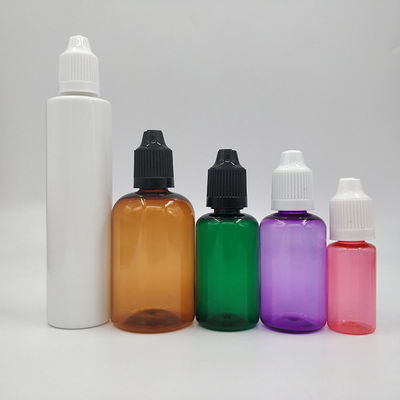 Botella de líquido de 18 mm de tamaño de cuello a prueba de niños con forma redonda y manejo de superficie de serigrafía