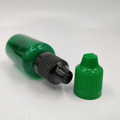 Botella de líquido de 18 mm de tamaño de cuello a prueba de niños con forma redonda y manejo de superficie de serigrafía