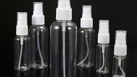 Botella de pulverización PET recargable para uso diario 10ml 15ml 30ml 50ml 60ml 70ml 100ml 200ml 500ml