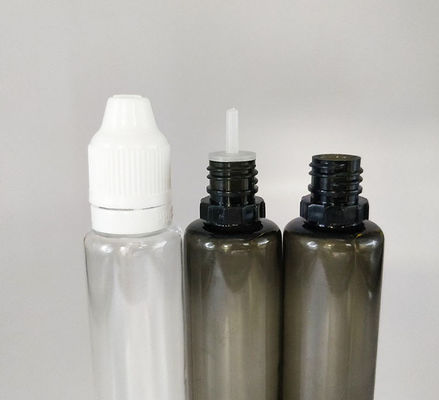 Botella de líquido E transparente con tamaño de cuello de 18 mm y capacidad de 10 ml 15 ml 30 ml 60 ml 80 ml 100 ml