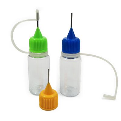 Botellas pequeñas con cuello a prueba de niños para líquidos, diseño transparente