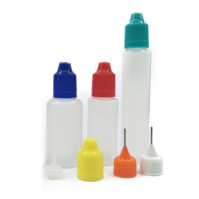 Botella de líquido electrónico de 10 ml, 15 ml, 30 ml, 40 ml, 60 ml, 80 ml y 100 ml de capacidad con logotipo personalizado y cuello a prueba de niños