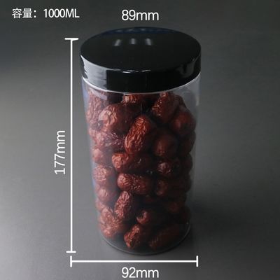 Jarrones de plástico transparentes baratos con tapas Jarrón de plástico de grado alimenticio boca ancha Jarrón de plástico con compra de pánico