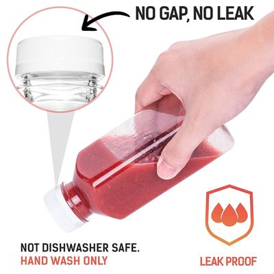 Botella cuadrada sin BPA Jugo con tapa de tornillo Botella con sabor Jugo y prueba de fugas Botella de jugo de frutas de plástico Eco amigable