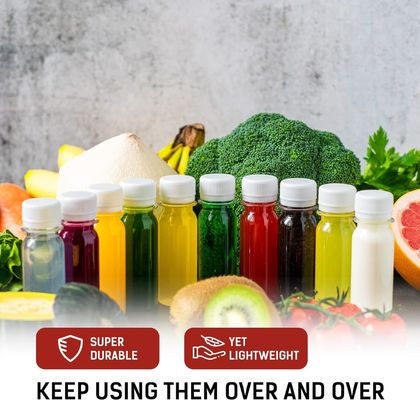 Botella cuadrada sin BPA Jugo con tapa de tornillo Botella con sabor Jugo y prueba de fugas Botella de jugo de frutas de plástico Eco amigable