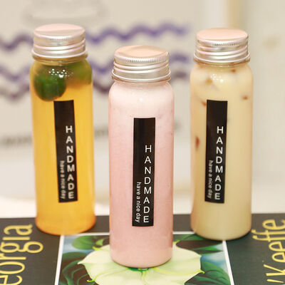 Proof de filtración Botellas de té de leche tornillo de plástico en tapa Contenedores reutilizables duraderos ideales para embalaje y almacenamiento de bebidas