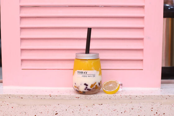 Botellas modernas de té con leche, tapa transparente de rosca, recipientes de plástico duraderos y reutilizables, ideales para envasar y almacenar bebidas