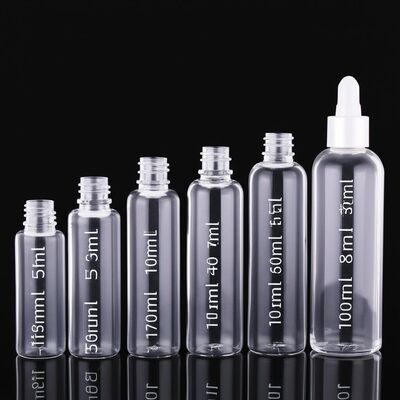 Botella de líquido electrónico con cuello de 18 mm en varias capacidades: 10 ml, 15 ml, 30 ml, 40 ml, 60 ml, 80 ml, 100 ml, adecuada para múltiples industrias