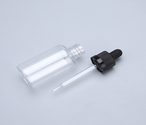Botellas de gotero de plástico transparentes negras de 1 oz Tipo de tapa personalizada