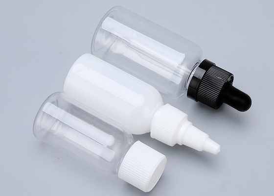 Botellas de gotero de plástico transparentes negras de 1 oz Tipo de tapa personalizada
