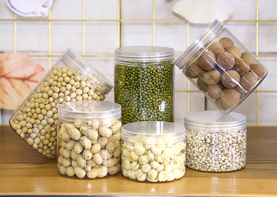 No hay fugas 250 ml Jar de plástico para galletas y dulces con tapa de aluminio