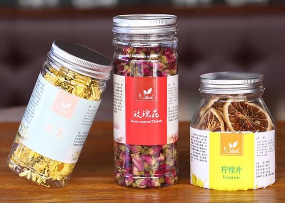 No hay fugas 250 ml Jar de plástico para galletas y dulces con tapa de aluminio