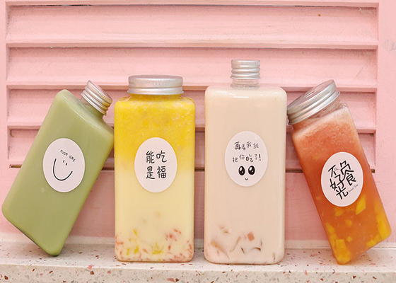 tapa inalterable plástica de 8oz Juice Milk Tea Bottles With