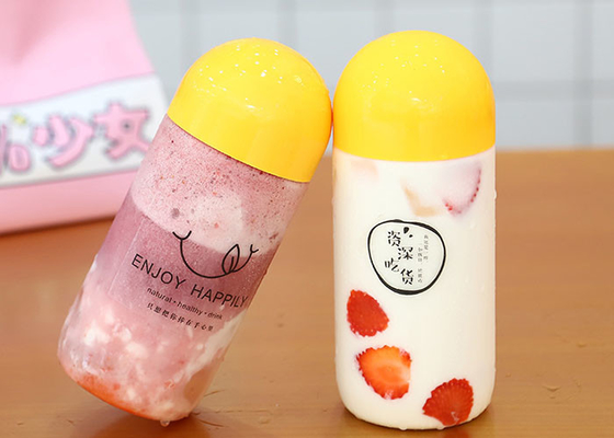 Botella de jugo PET bebida plástico transparente envase vacío botella de enzimas de té de leche con tapa