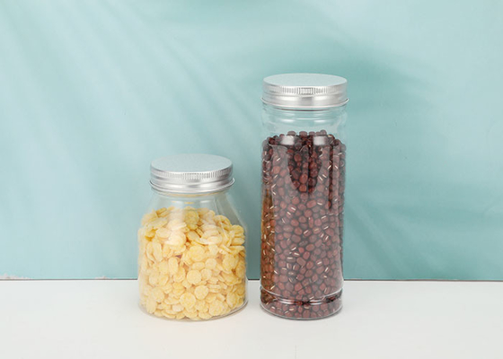 Envase del tarro del animal doméstico del plástico transparente de la categoría alimenticia 350ML con la tapa de aluminio