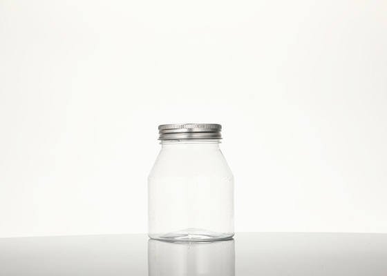 Envase del tarro del animal doméstico del plástico transparente de la categoría alimenticia 350ML con la tapa de aluminio